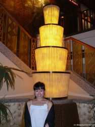 Joann and a light column aboard the NCL Pearl.jpg