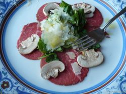 Raw beef and cheese appetizer at the La Cucina on the Norwegian Pearl cruise ship.jpg