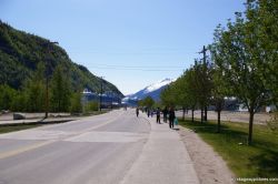 Walking to the cruise port at Skagway.jpg